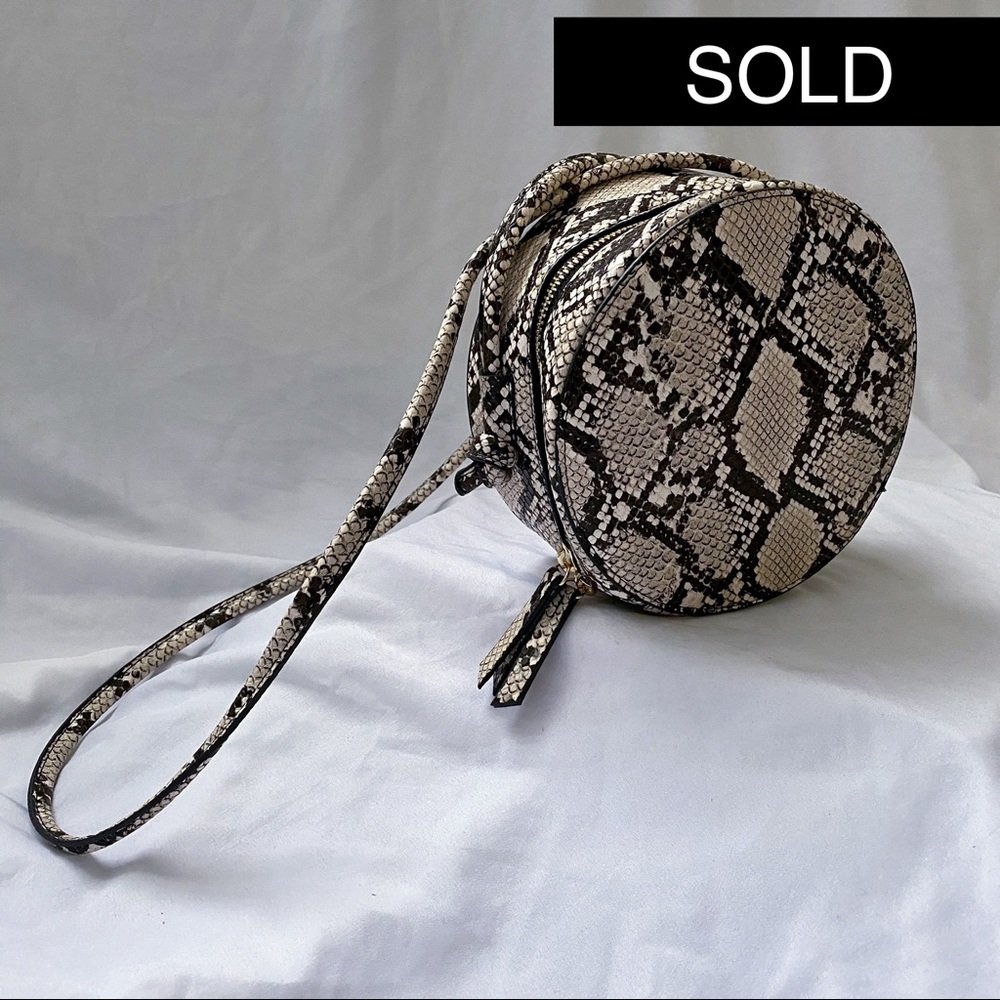 Mango Faux Snake Circle Mini Shoulder Bag